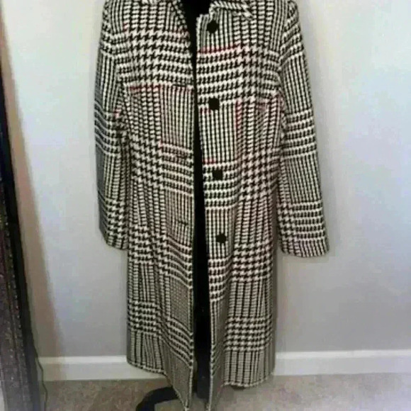 Tribeca Studio Houndstooth Coat Wool Blend Button Up Jacket - Picture 1 of 8